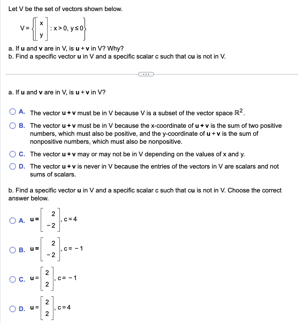 Solved Let V Be The Set Of Vectors Shown Below Chegg