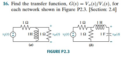 Solved Find The Transfer Function G S Vosvi S Foreach Chegg