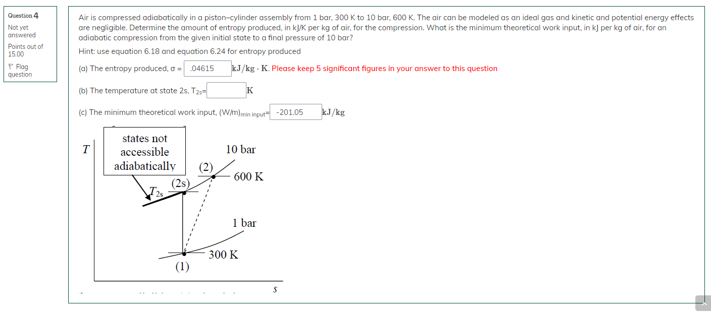 Solved Air Is Compressed Adiabatically In A Pistoncylinder Chegg