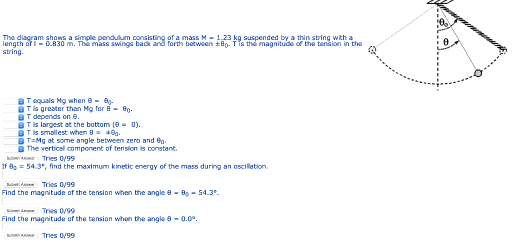 Solved The Diagram Shows A Simple Pendulum Consisting Of A Chegg