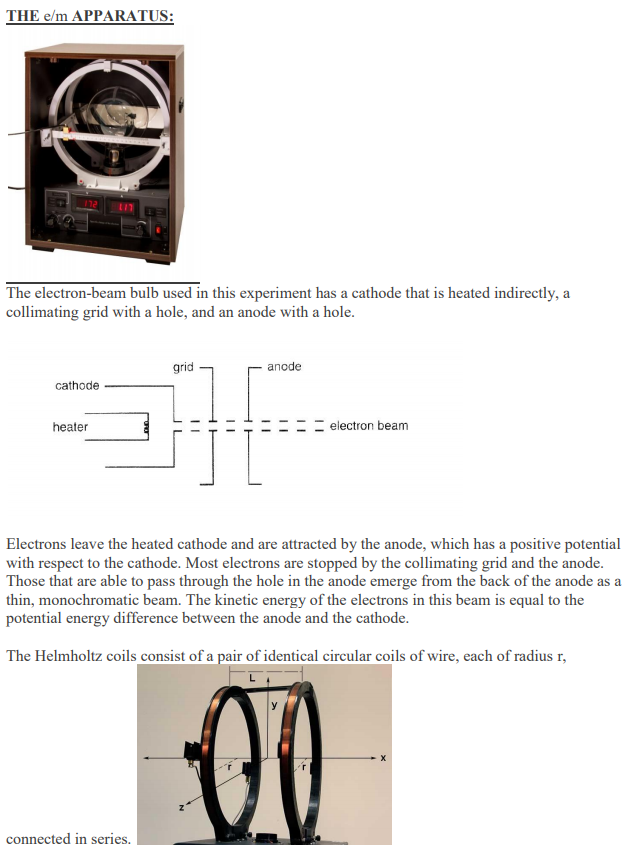 Solved Objective Measure The Charge To Mass Ratio E M Of Chegg