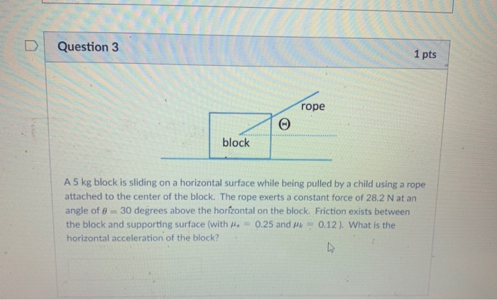 Solved Dquestion Pts Rope Block A Kg Block Is Sliding Chegg