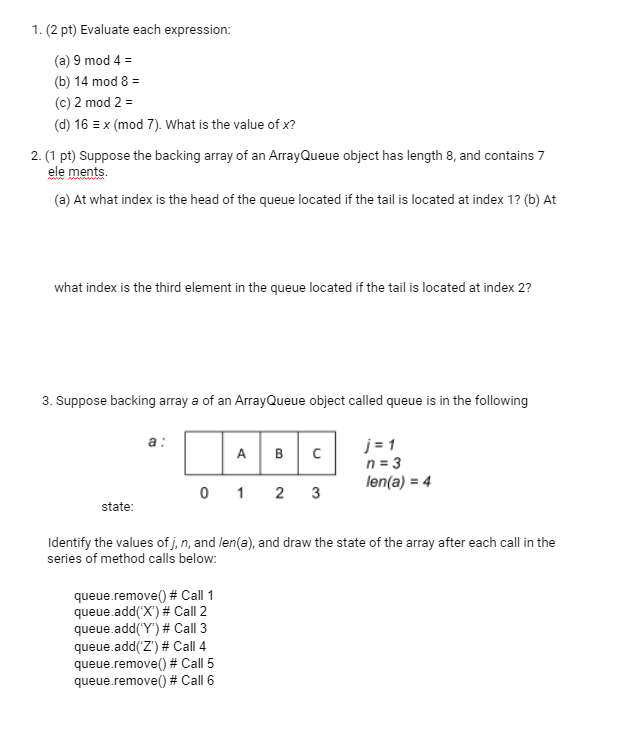 Solved Pt Evaluate Each Expression A Mod B Chegg