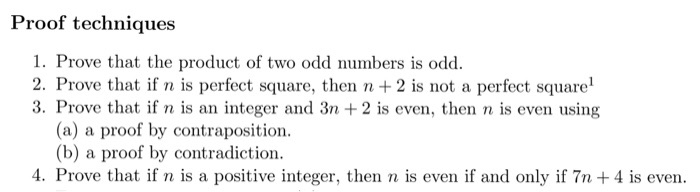 Solved Proof Techniques 1 Prove That The Product Of Two Chegg