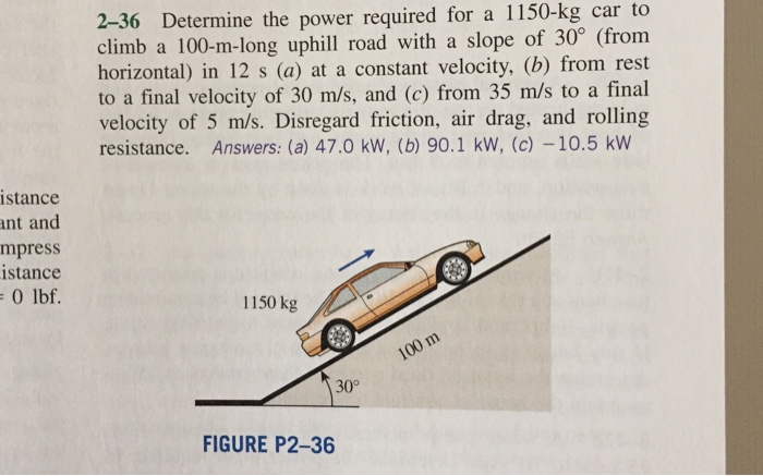 Solved Determine The Power Required For A Kg Car To Chegg