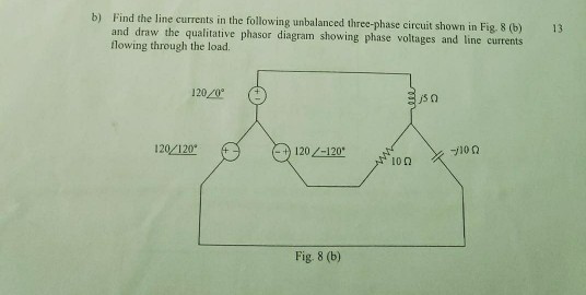 Solved B Find The Line Currents In The Following Unbalanced Chegg