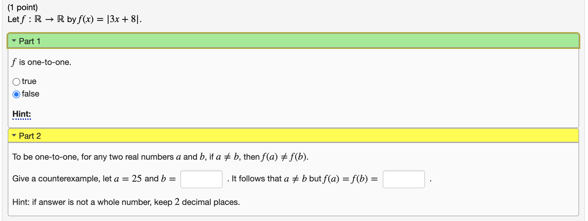 Solved 1 Point Letf Z Z By F X 2x 4 Part 1 F Chegg