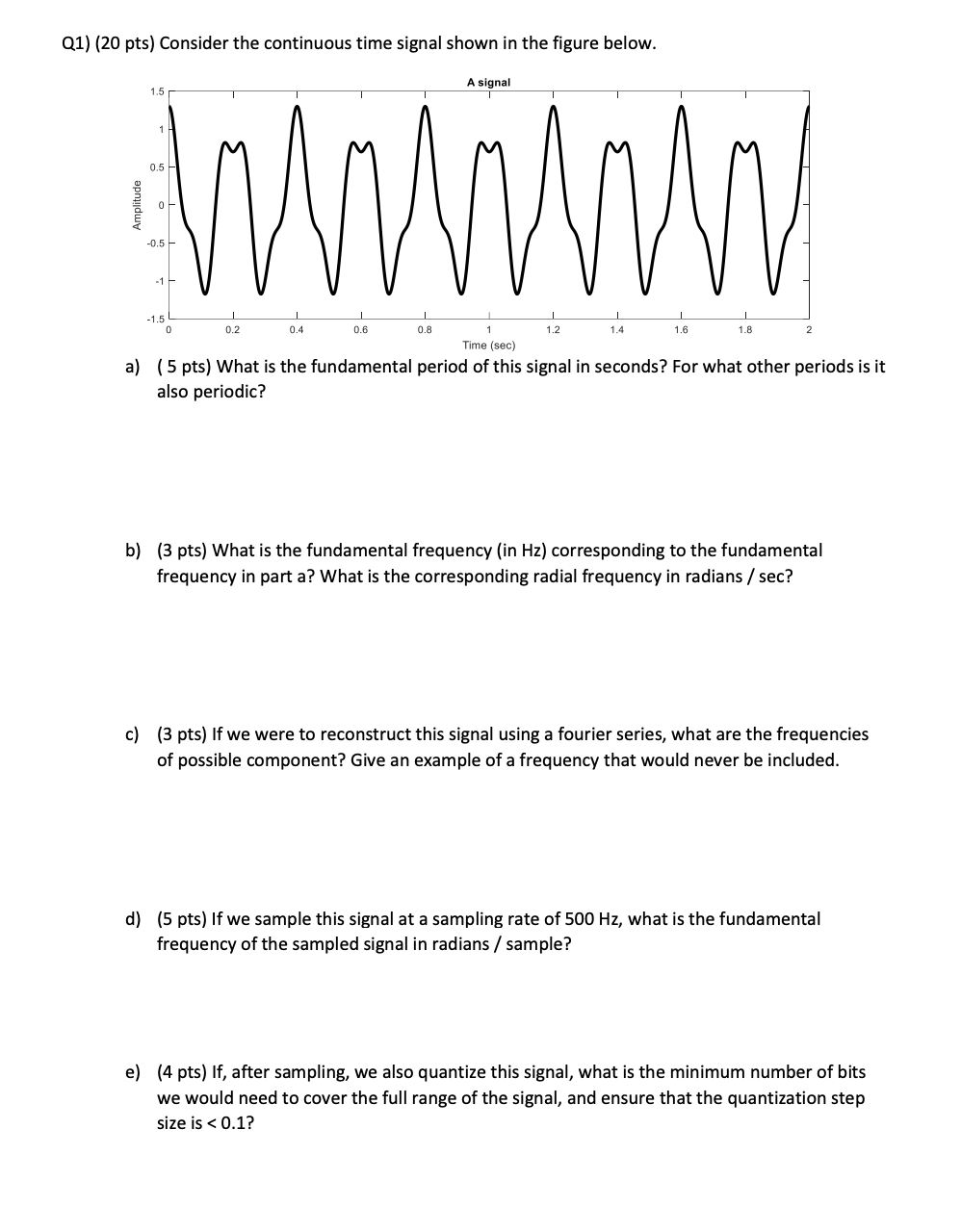 Solved Q Pts Consider The Continuous Time Signal Chegg