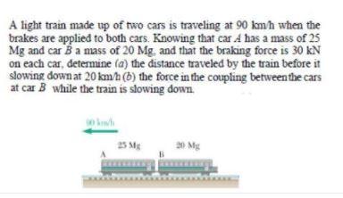 Solved A Light Train Made Up Of Two Cars Is Traveling At Chegg