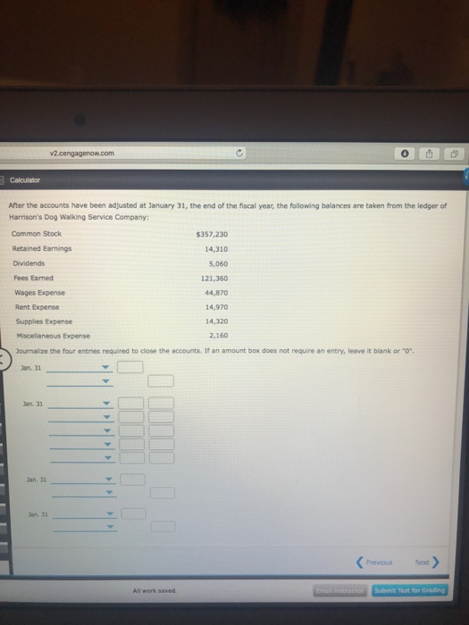 Calculator After The Accounts Have Been Adjusted At Chegg