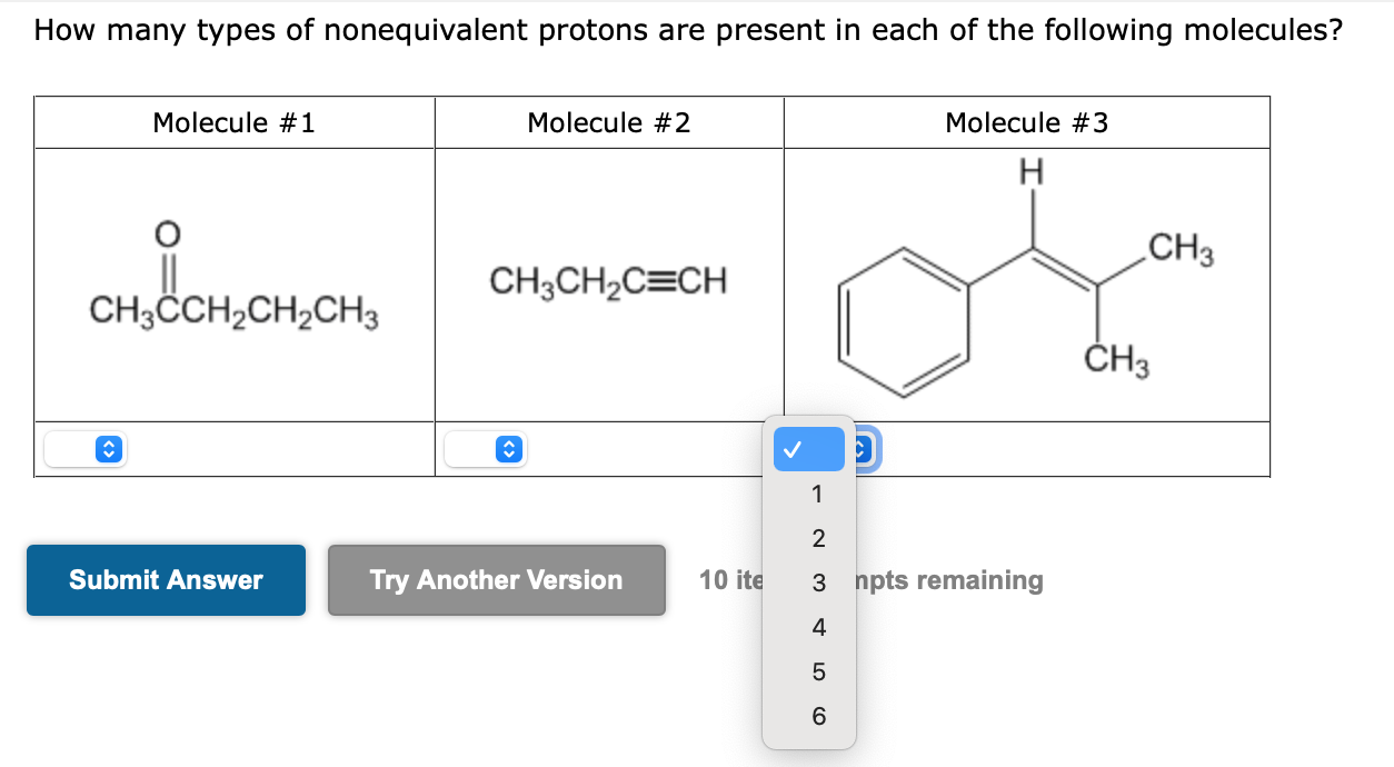 Solved How Many Types Of Nonequivalent Protons Are Present Chegg