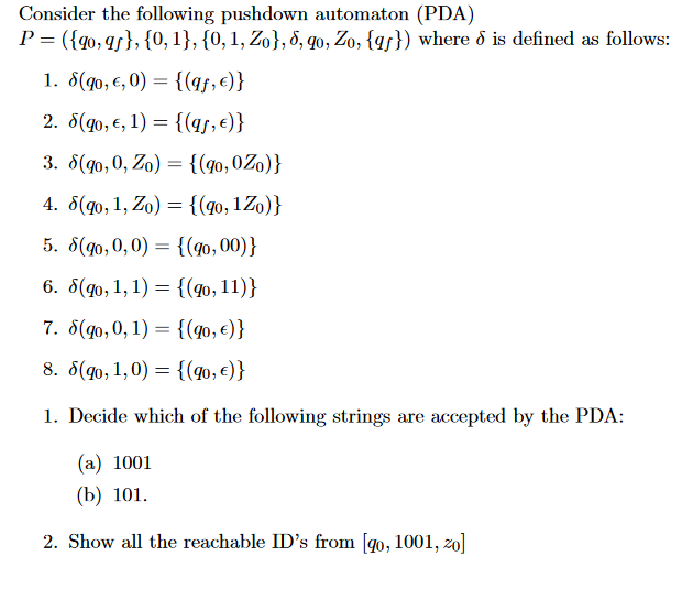 Solved Consider The Following Pushdown Automaton PDA P Chegg