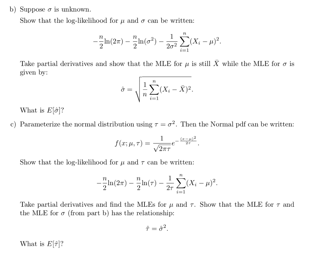 Solved The Normal Distribution Maximum Likelihood Estima Chegg