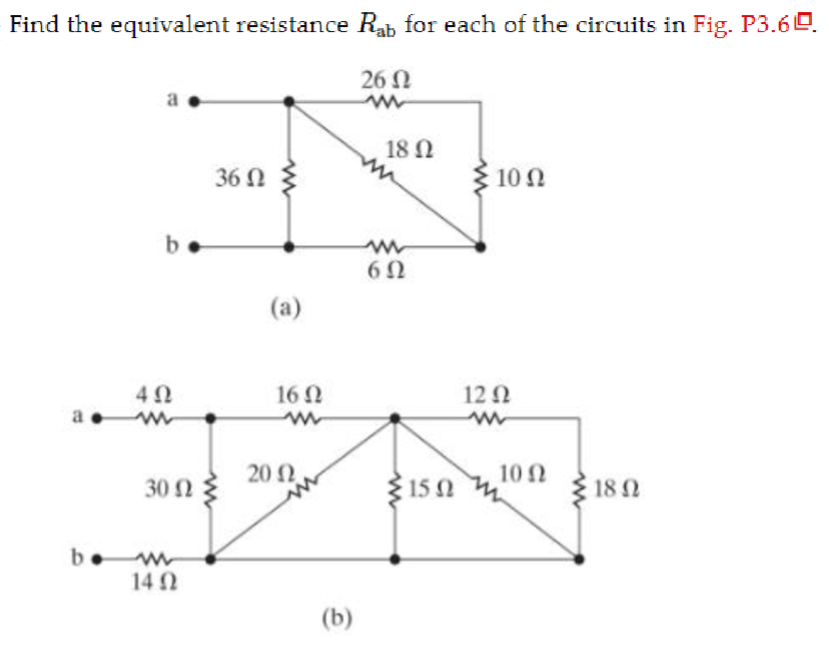 Solved Find The Equivalent Resistance Rab For Each Of The Chegg