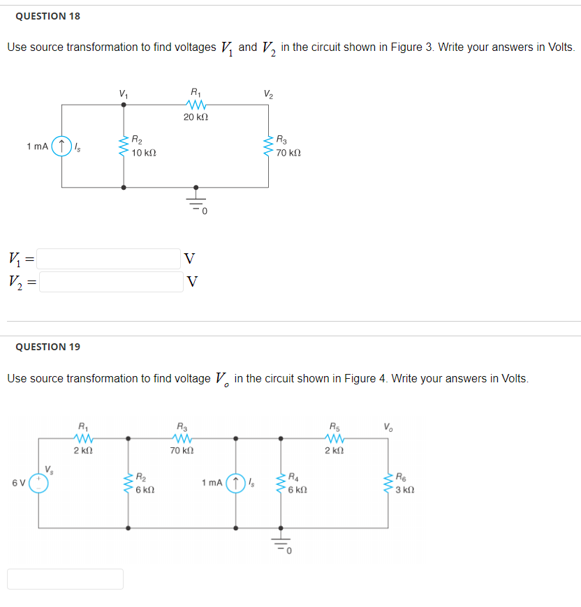 Solved Use Source Transformation To Find Voltages V1 And V2 Chegg