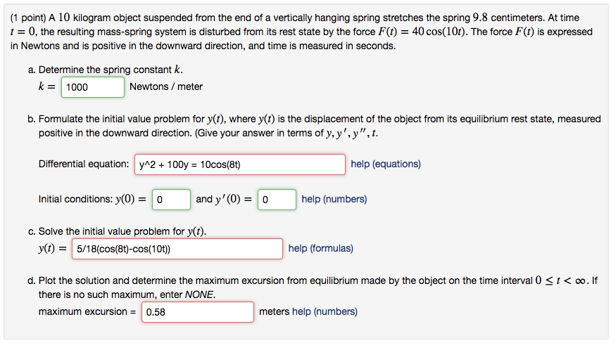 Solved 1 Point A 10 Kilogram Object Suspended From The End Chegg