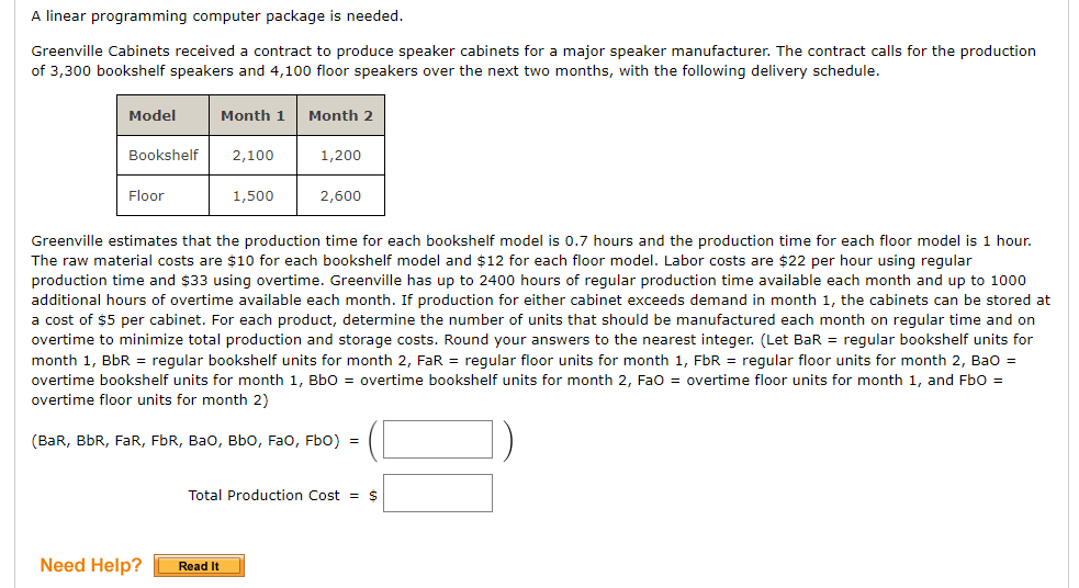 Solved A Linear Programming Computer Package Is Needed Chegg