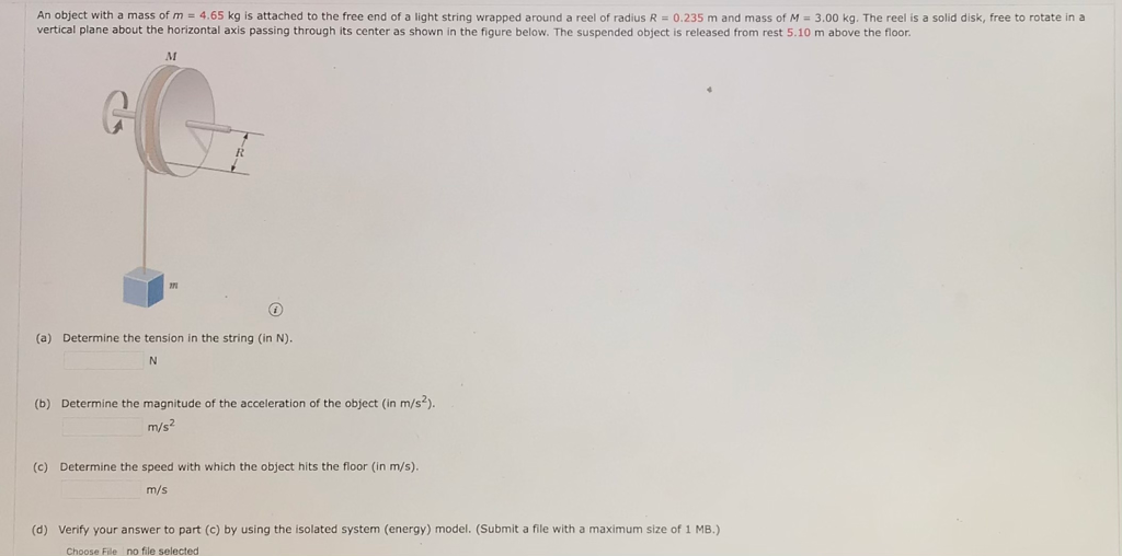 Solved An Object With A Mass Of M 4 65 Kg Is Attached To Chegg