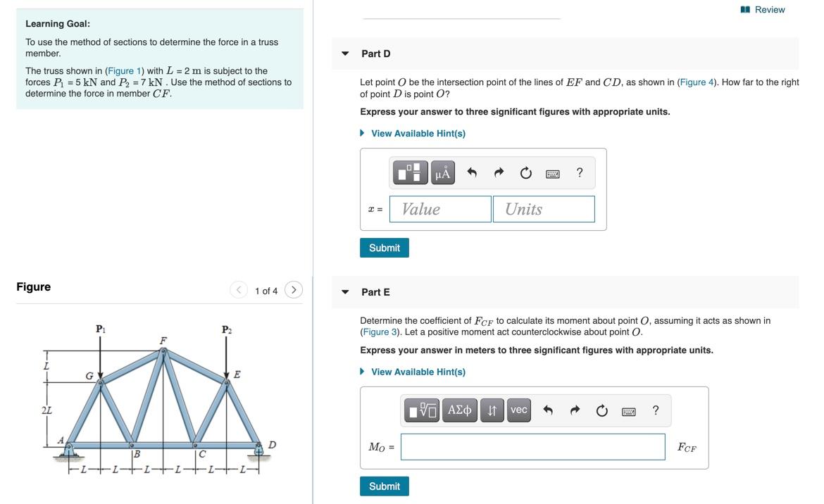 Solved A Review Learning Goal To Use The Method Of Sections Chegg