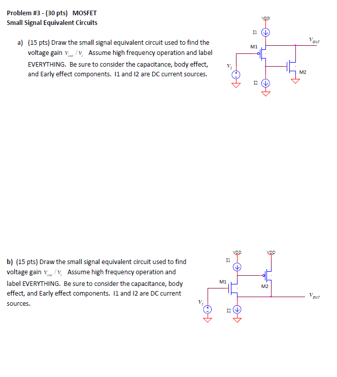 Solved Problem Pts Mosfet Small Signal Equivalent Chegg