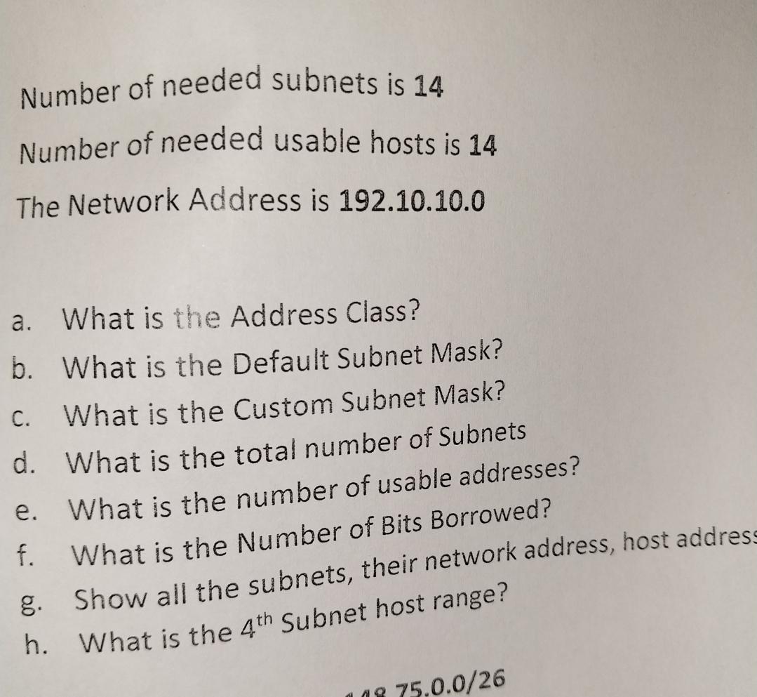 Solved Number Of Needed Subnets Is 14 Number Of Needed Chegg