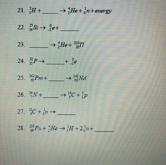 Solved Complete The Following Nuclear Equations He Chegg