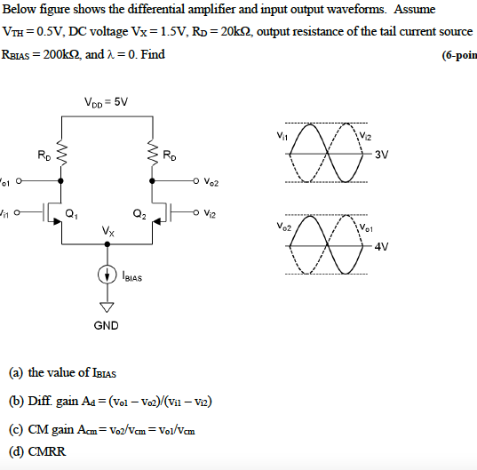 Solved Below Figure Shows The Differential Amplifier And Chegg