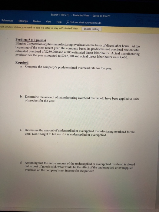 Solved Exam Fs Protected View Saved To This Pc Chegg