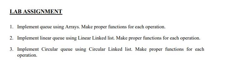 Solved LAB ASSIGNMENT 1 Implement Queue Using Arrays Make Chegg