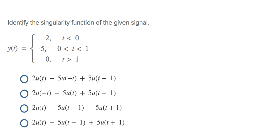 Solved Identify The Singularity Function Of The Given Chegg