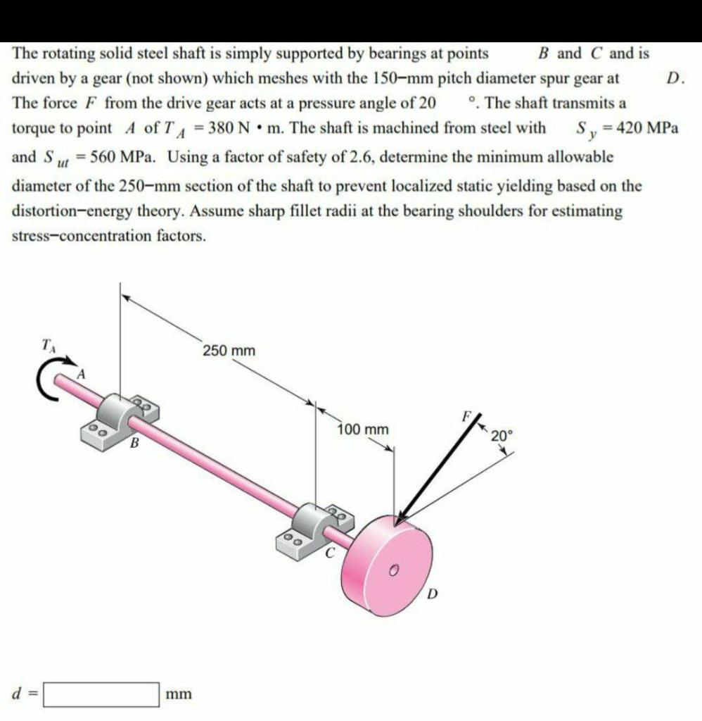 Solved The Rotating Solid Steel Shaft Is Simply Supported By Chegg