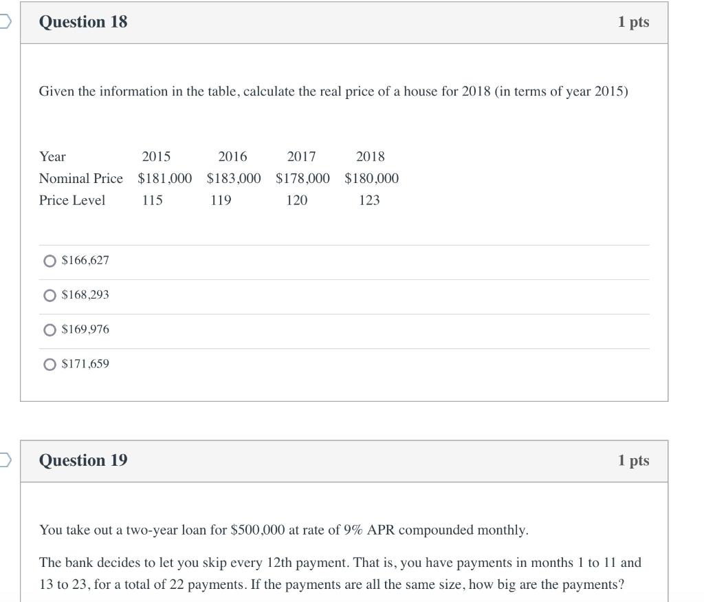 Solved Question 18 1 Pts Given The Information In The Table Chegg