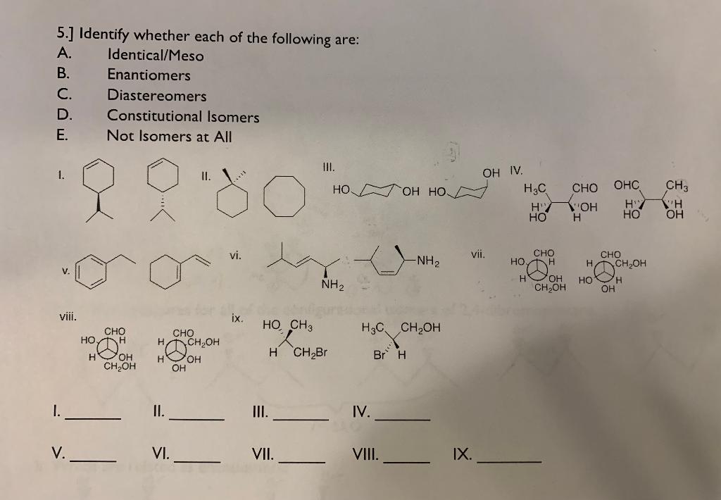 Solved Identify Whether Each Of The Following Are A Chegg