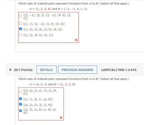 Solved Which Sets Of Ordered Pairs Represent Functions From Chegg