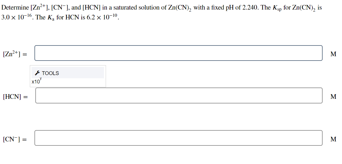 Solved Determine Zn2 CN And HCN In A Saturated Chegg