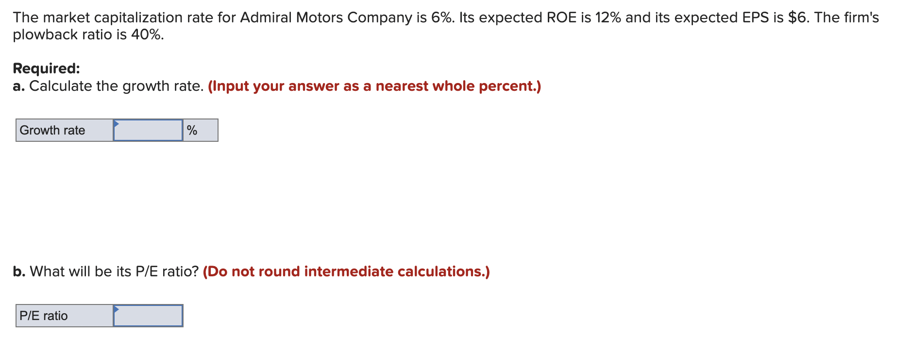 Solved The Market Capitalization Rate For Admiral Motors Chegg