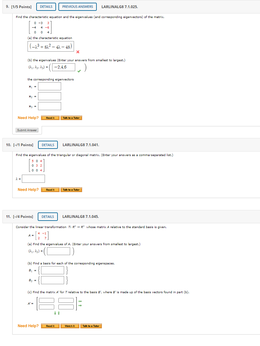 Solved 9 1 5 Points DETAILS PREVIOUS ANSWERS LARLINALG8 Chegg