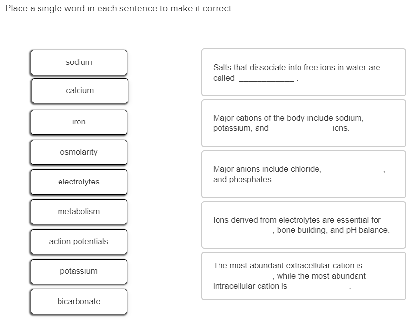 Solved Complete Each Statement By Using The Appropriate Word Chegg