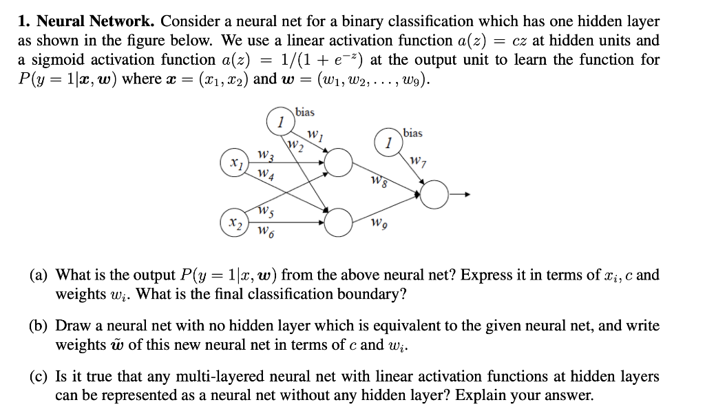 Solved Neural Network Consider A Neural Net For A Binary Chegg