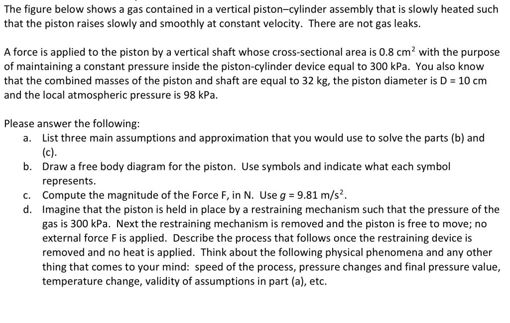 Solved The Figure Below Shows A Gas Contained In A Vertical Chegg