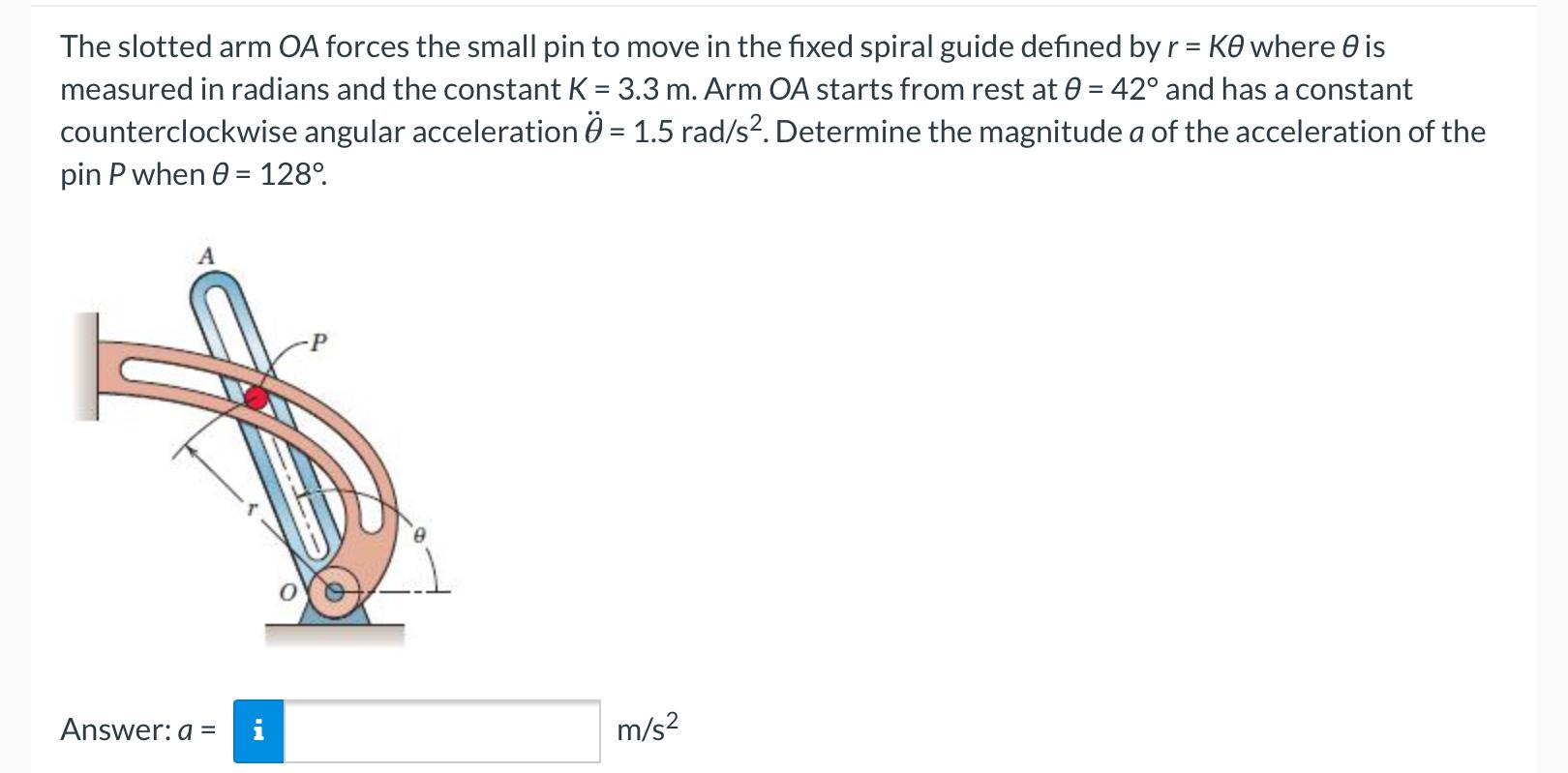 Solved The Slotted Arm Oa Forces The Small Pin To Move In Chegg