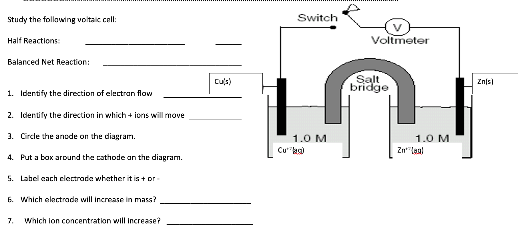 Solved Study The Following Voltaic Cell Half Reactions Chegg