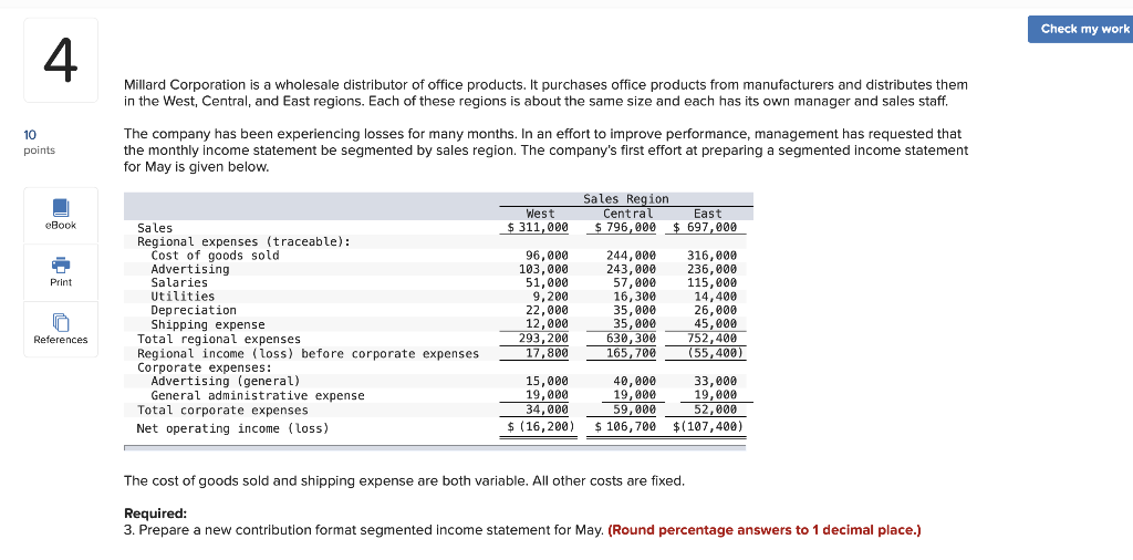 Solved Check My Work 4 Millard Corporation Is A Wholesale Chegg