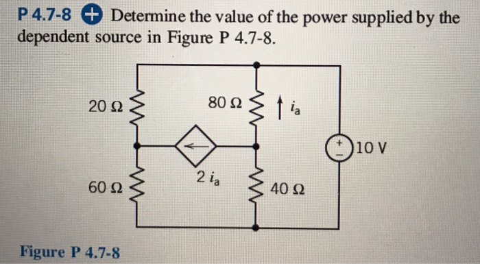 Solved Determine The Value Of The Power Supplied By The Chegg