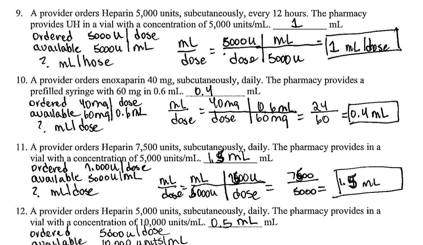 Solved 9 A Provider Orders Heparin 5 000 Units Chegg