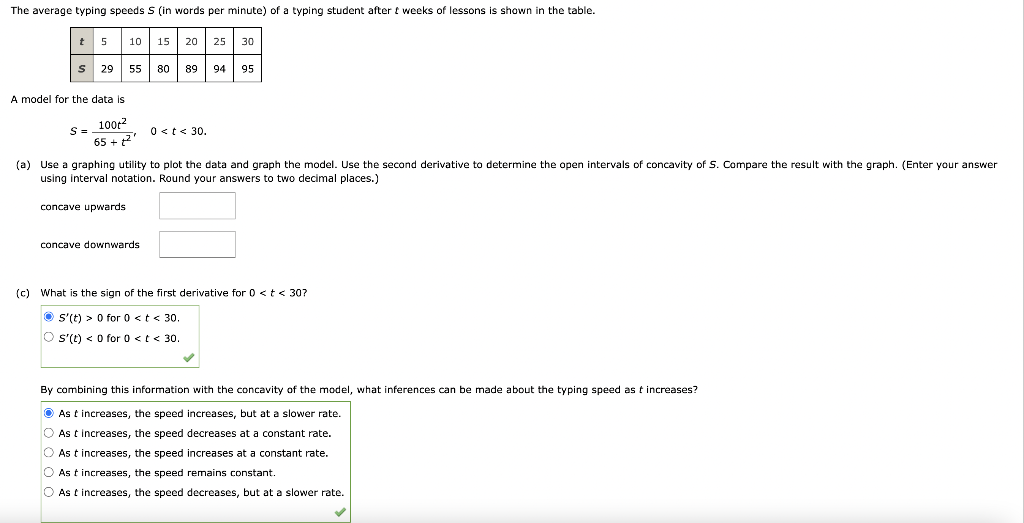 Solved The Average Typing Speeds S In Words Per Minute Of Chegg