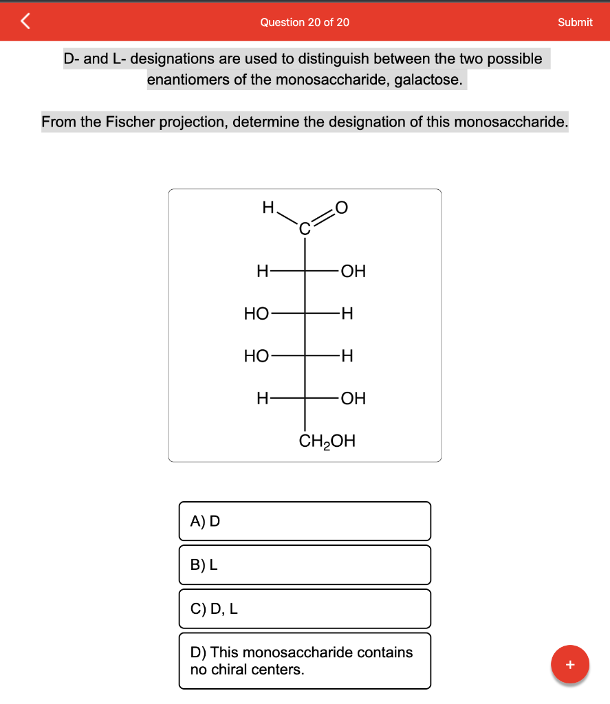 Solved D And L Designations Are Used To Distinguish Chegg