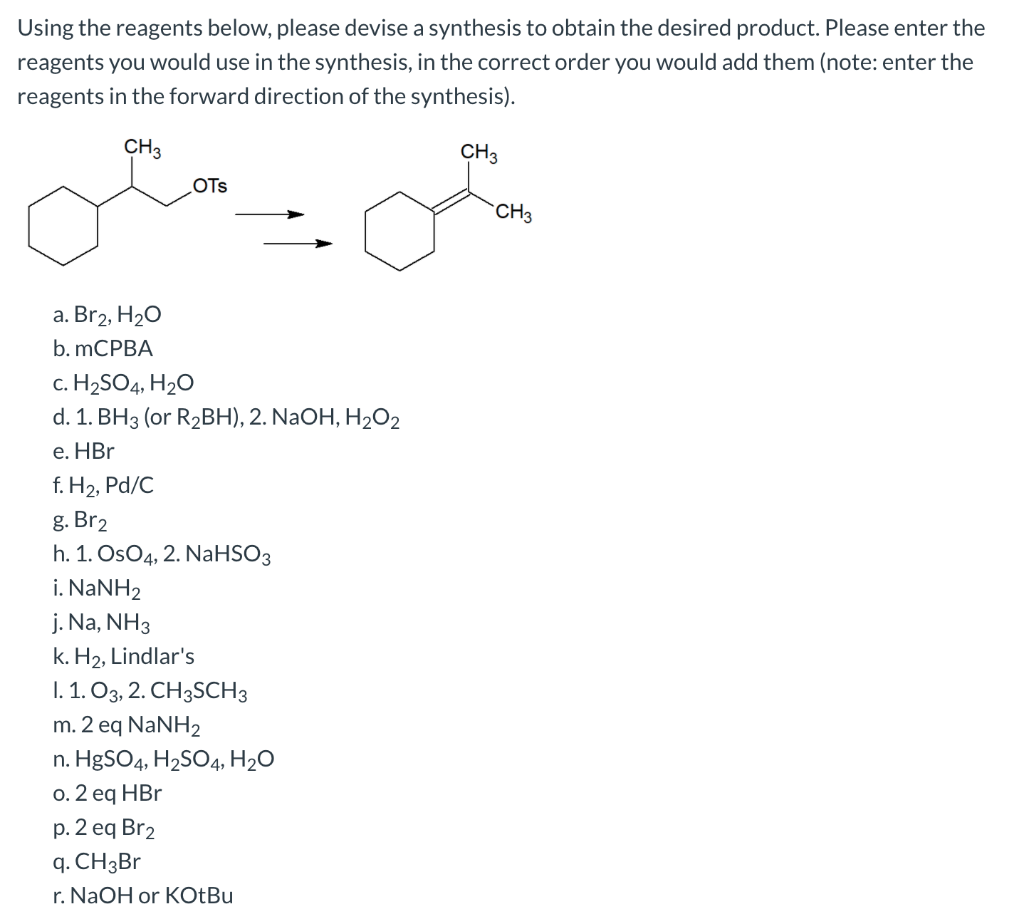 Solved Using The Reagents Below Please Devise A Synthesis Chegg