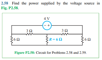 Solved 2 58 Find The Power Supplied By The Voltage Source In Chegg