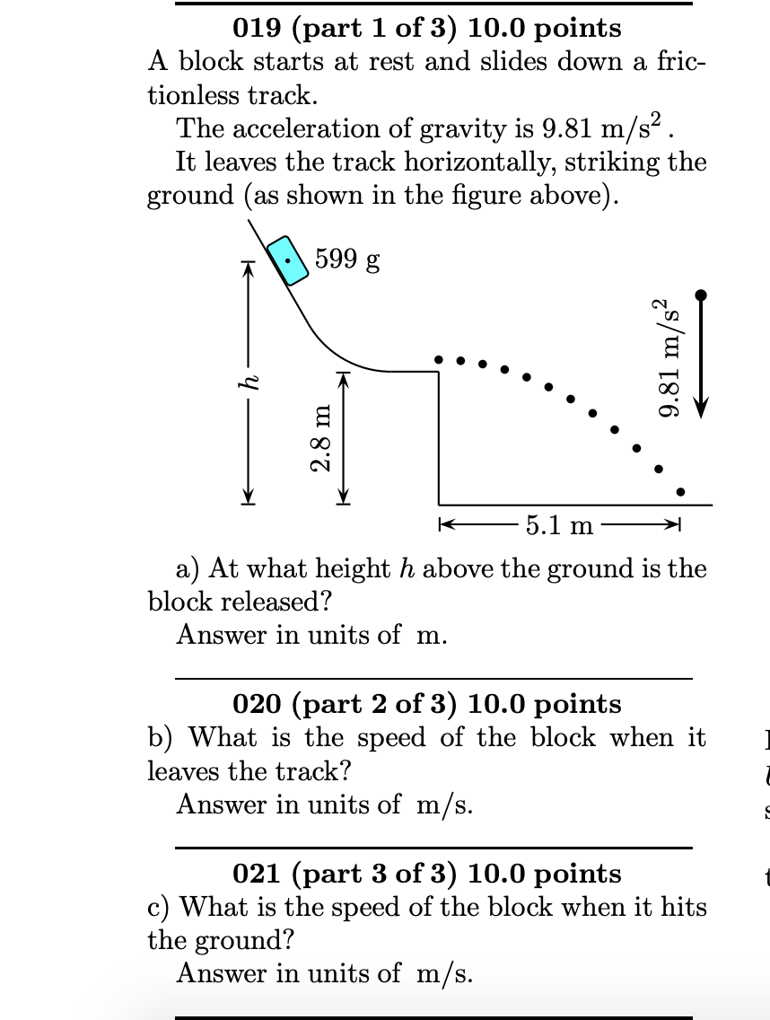 Solved A Block Starts At Rest And Slides Down A Frictionless Chegg